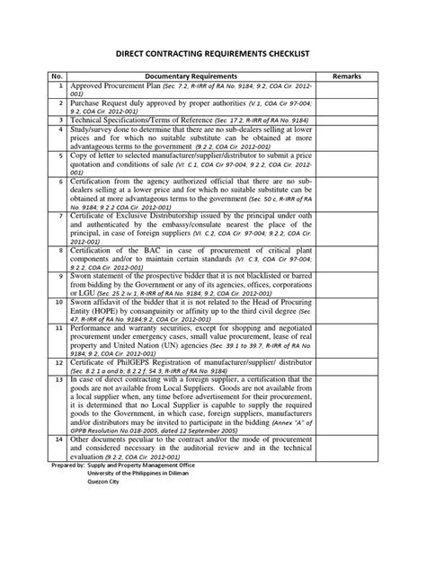 direct contracting gppb|Direct Contracting Requirements Checklist PDF .